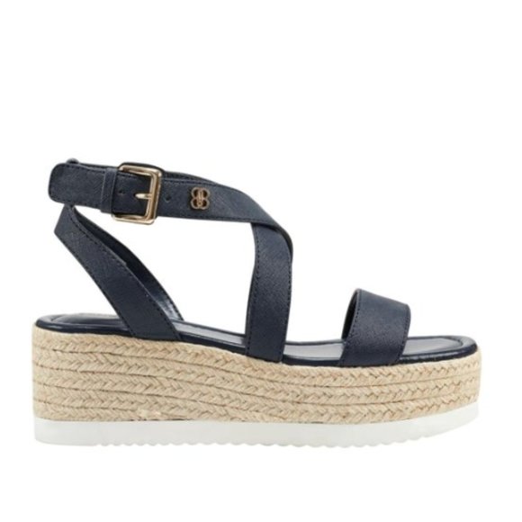 Bandolino Major 3 women's wedge sling back strappy sandals Navy Blue 9.5 M - Picture 3 of 3